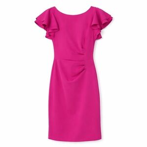 Jessica Howard Fuchsia Midi Dress with Ruffle Sleeves